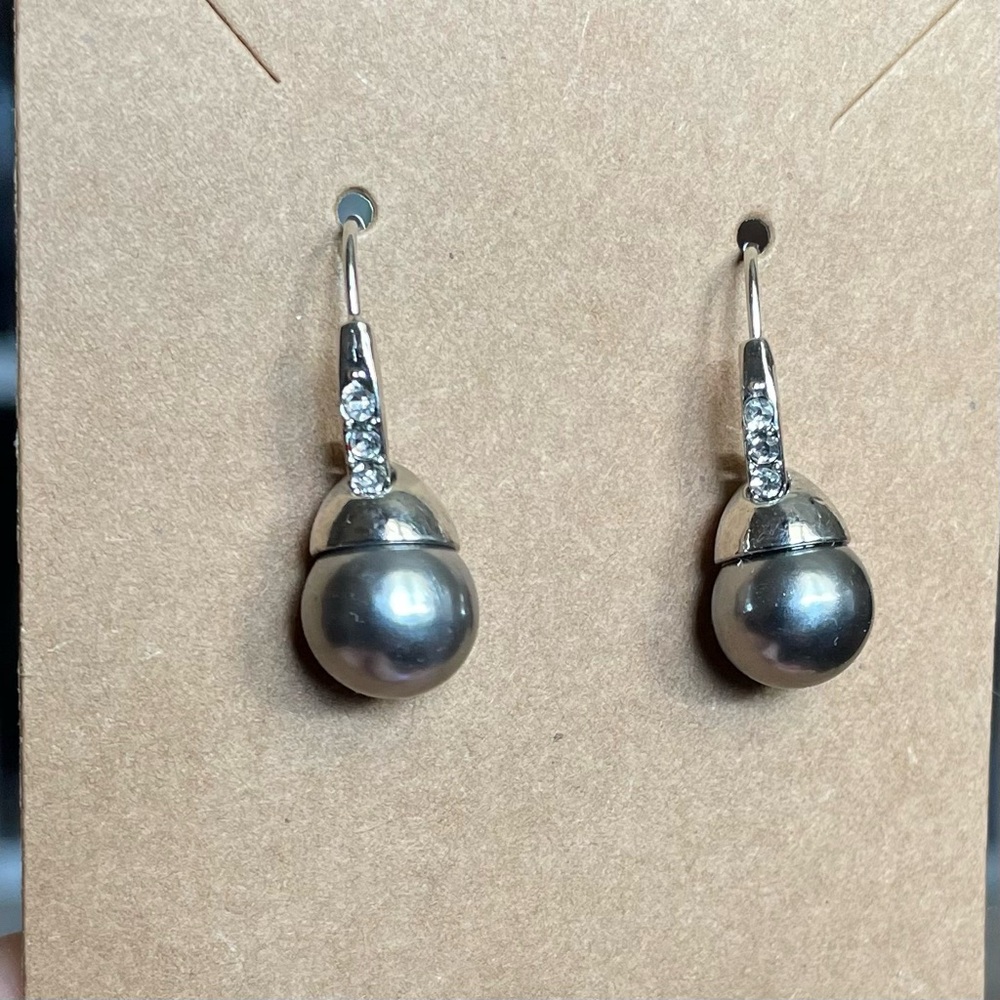 Lustrous Silver Faux Pearl Dangle Earrings